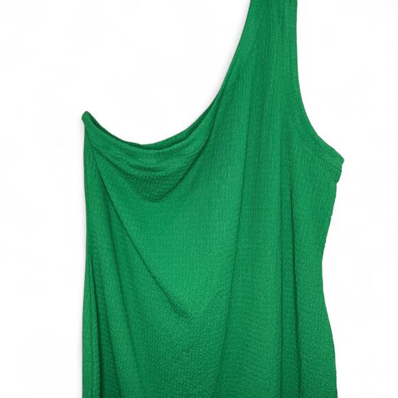 AVLN Studio Green One Shoulder Knit Midi Dress XXL Stitch Fix Minimalist Resort - Picture 3 of 10